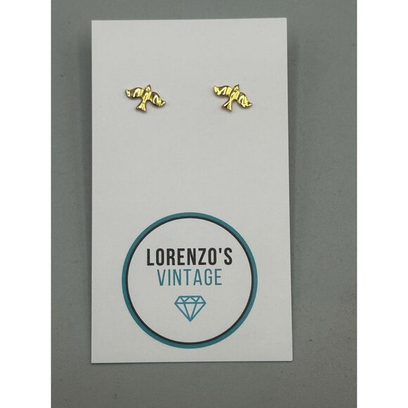 Tiny Dove Earrings Gold Tone Pierced Studs Small Birds Earrings Dainty Jewelry - Picture 2 of 6